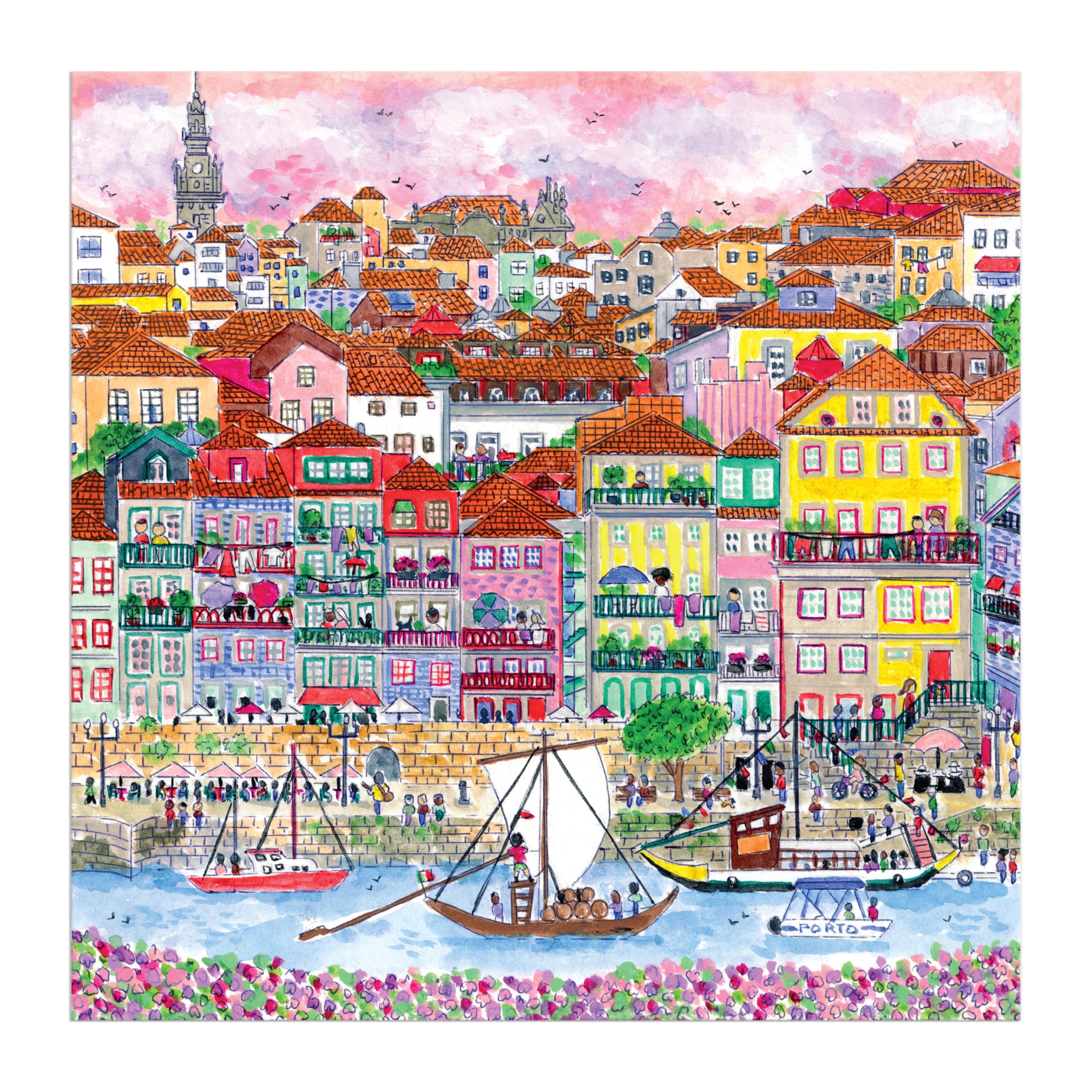 Galison Colors of Porto puzzle bright buildings by the water inspire vibrant focus