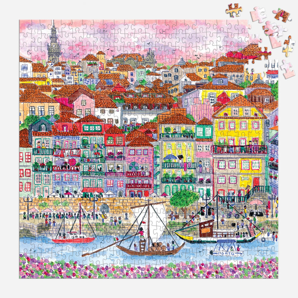 Galison Colors of Porto puzzle sunlit harbor scene for mindful relaxation