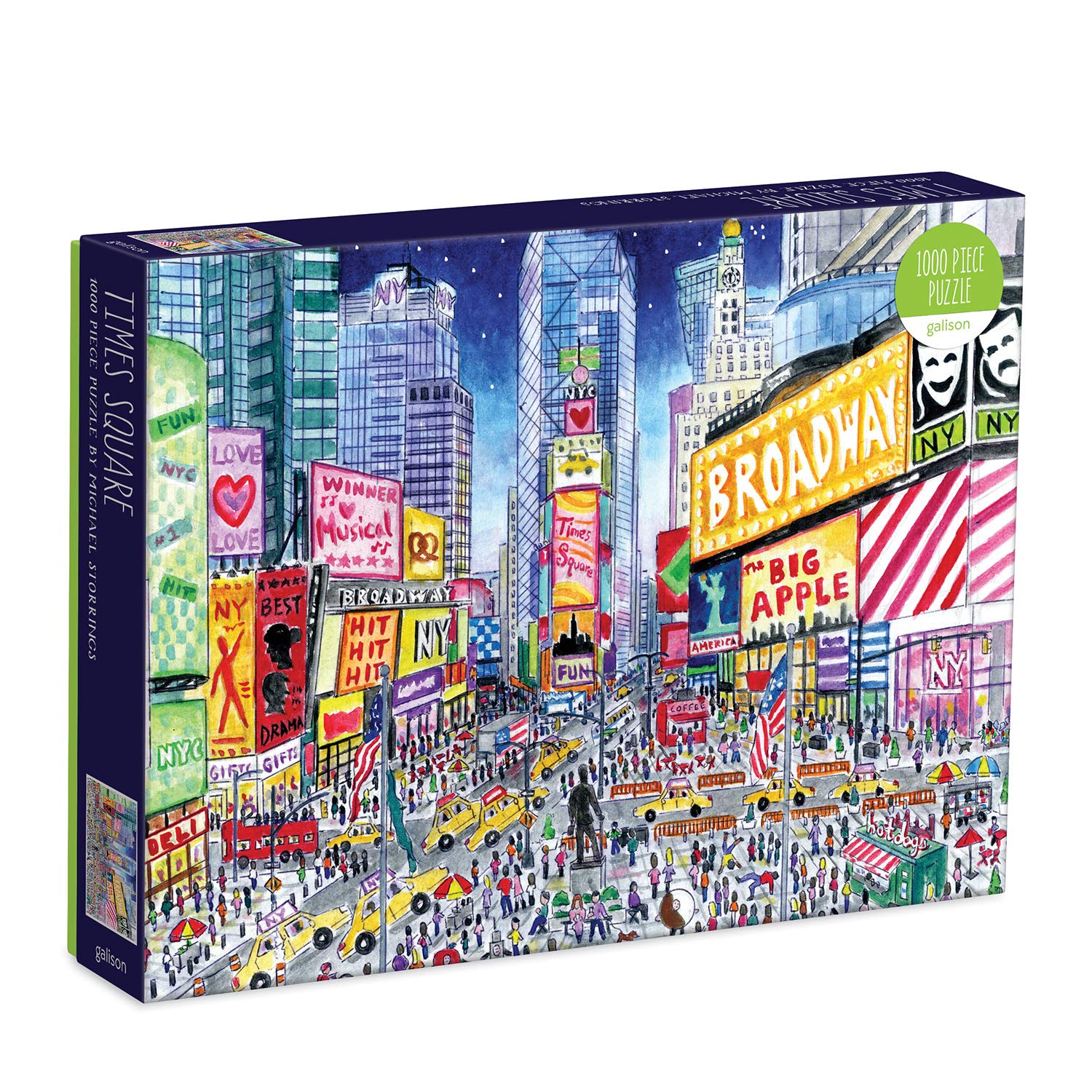 Galison Michael Storrings Times Square puzzle box shows gift-ready packaging and durable construction.