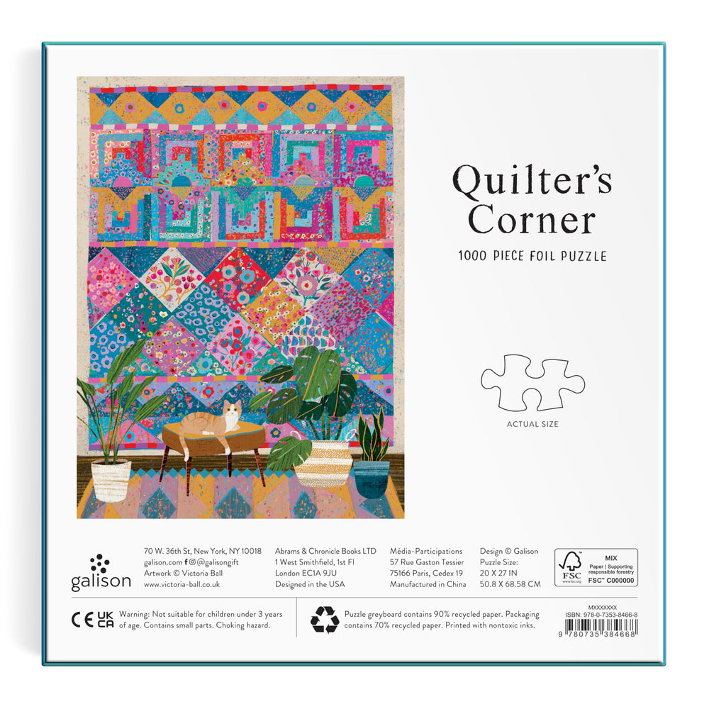 Galison Quilter's Corner 1000-piece puzzle—intricate textile motifs