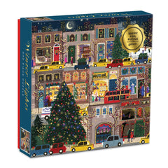 Galison Winter Lights foil puzzle artwork with cozy family night possibilities.