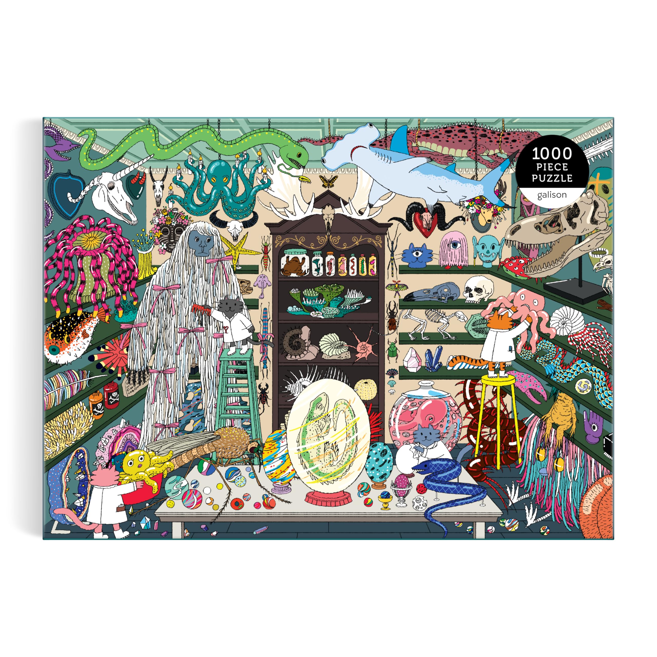 Galison World of Curiosities puzzle makes a gift-ready, entertaining option.