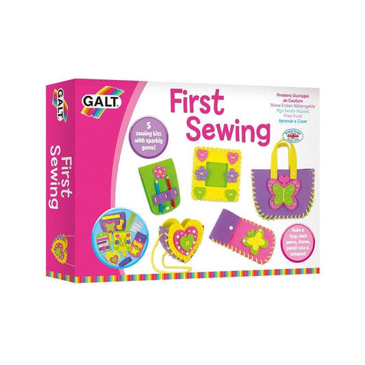 Galt First Sewing Kit butterfly bag helps kids develop fine motor skills.