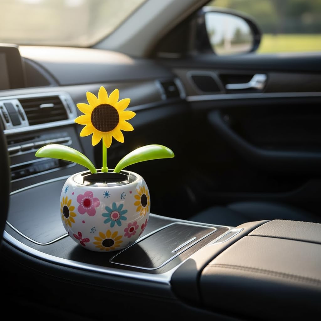 Galyacht solar dancing sunflower car decoration enlivening the commute with motion.