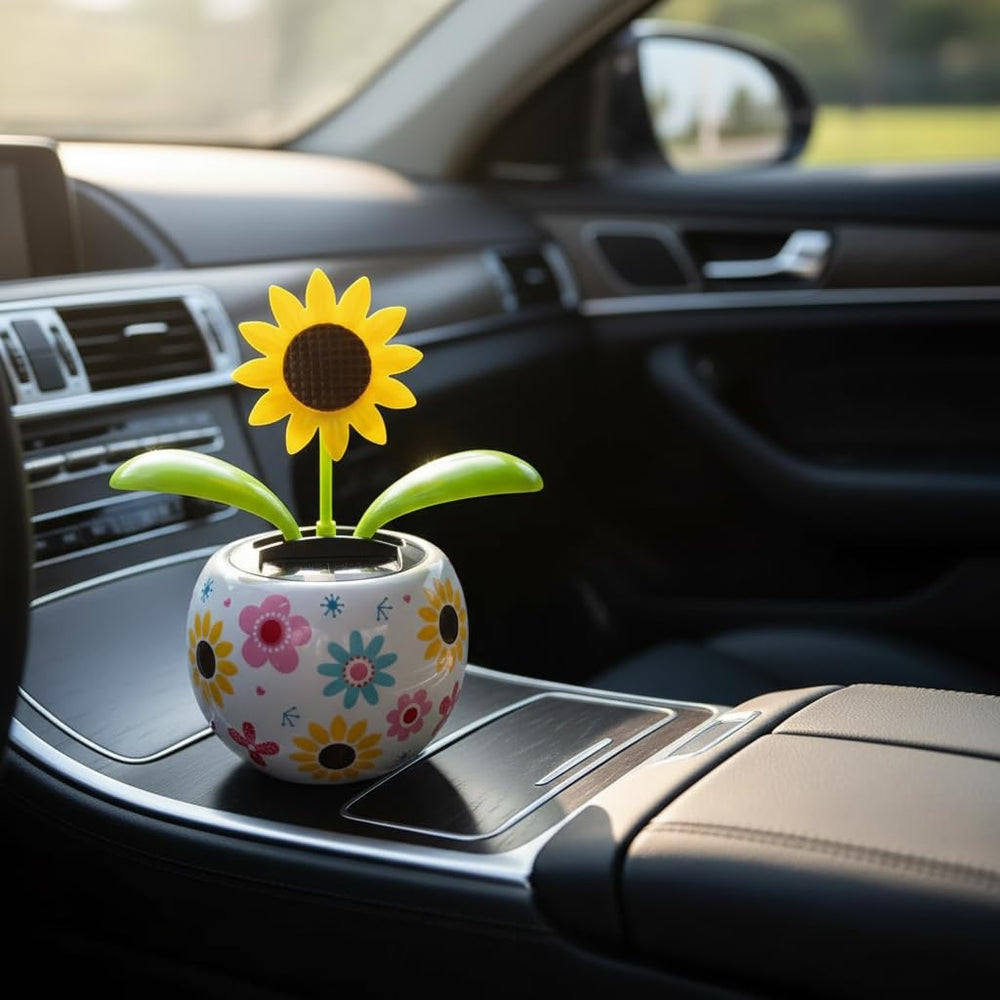 Galyacht solar dancing sunflower car decoration enlivening the commute with motion.