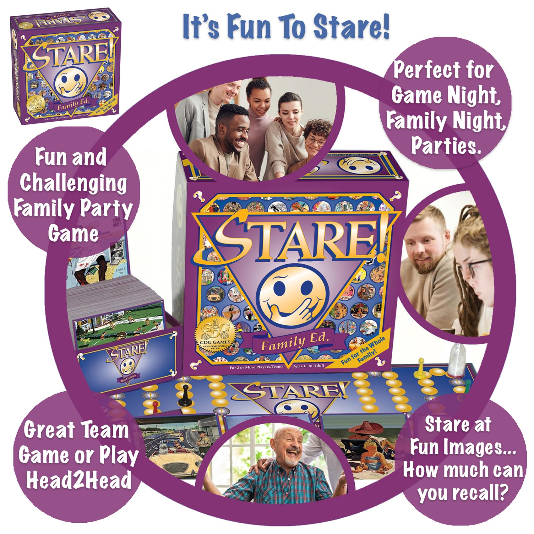 Stare by Game Development Group: party conversation card tests memory under pressure.