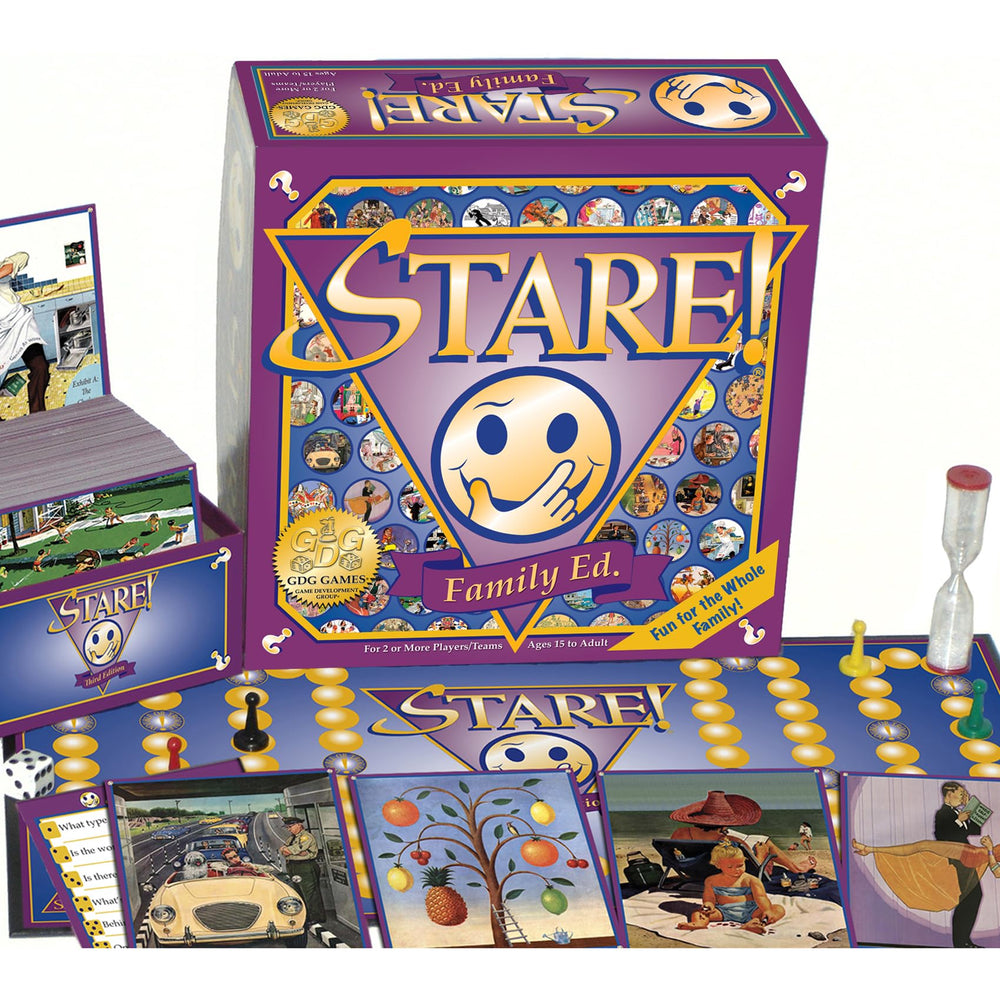 Stare by Game Development Group: quirky illustration card boosts quick observation skills.