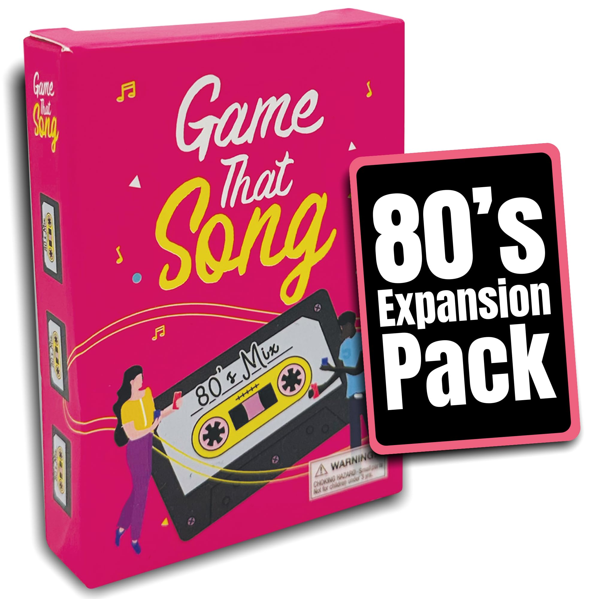 Game That Song 80s Expansion card spread for nostalgic, social game night