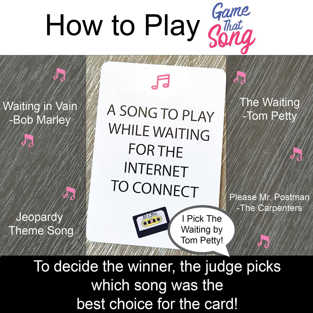 Game That Song 80s Expansion retro card art invites lively competition among friends