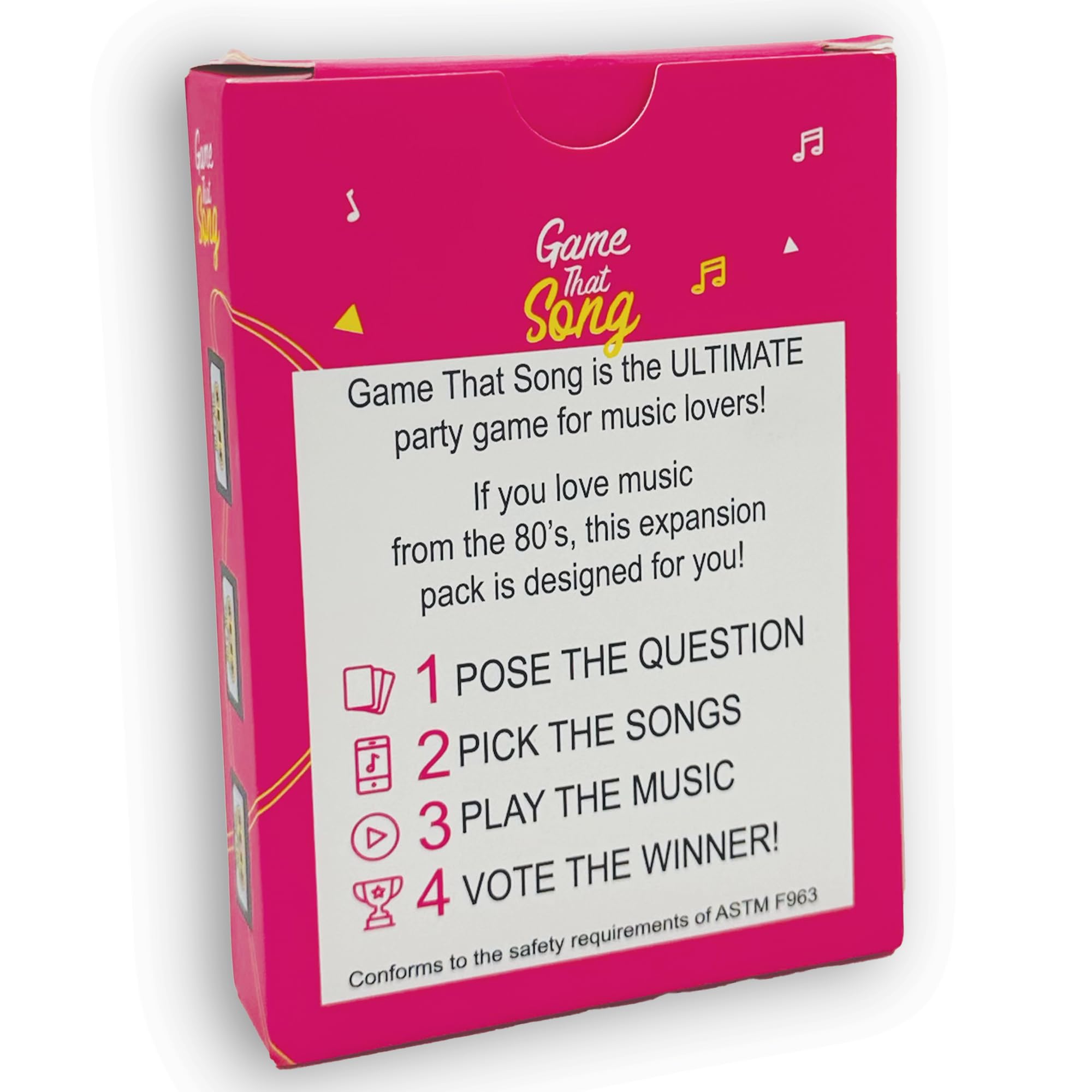 Game That Song 80s Expansion compact box ready for travel to parties and gatherings