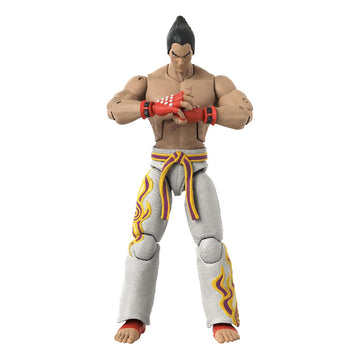 Game Dimensions Kazuya Mishima action figure unboxing showing accessories for display-ready setup
