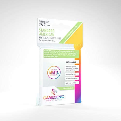 Gamegenic matte sleeves back view highlighting the 250-sleeve value in five packs