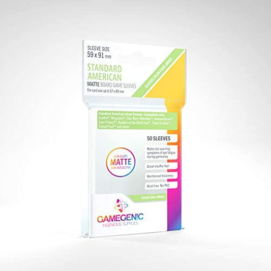 Gamegenic matte sleeves front view showing clear visibility and glare control