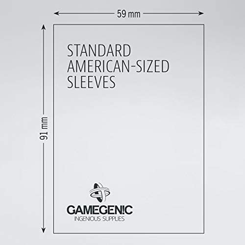 Gamegenic standard American size sleeves fit cards up to 57 x 89 mm