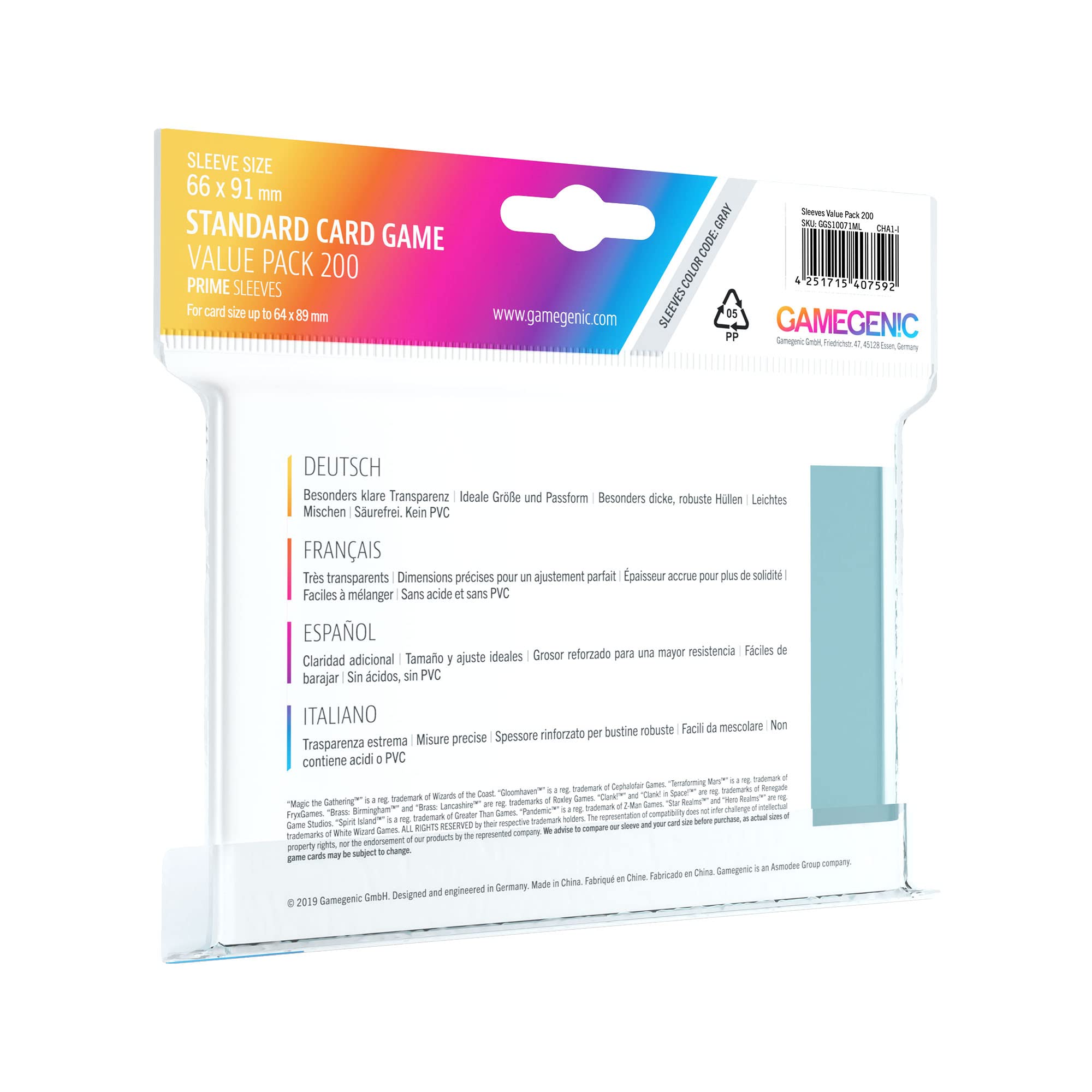 Gamegenic double-sleeving ready sleeves – compatible with other Gamegenic products.