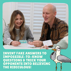 Gamely Gullible chips and fake-facts cards in action to spark bluffing.