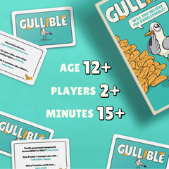 Gamely Gullible on a table with players, ideal for lively group play.