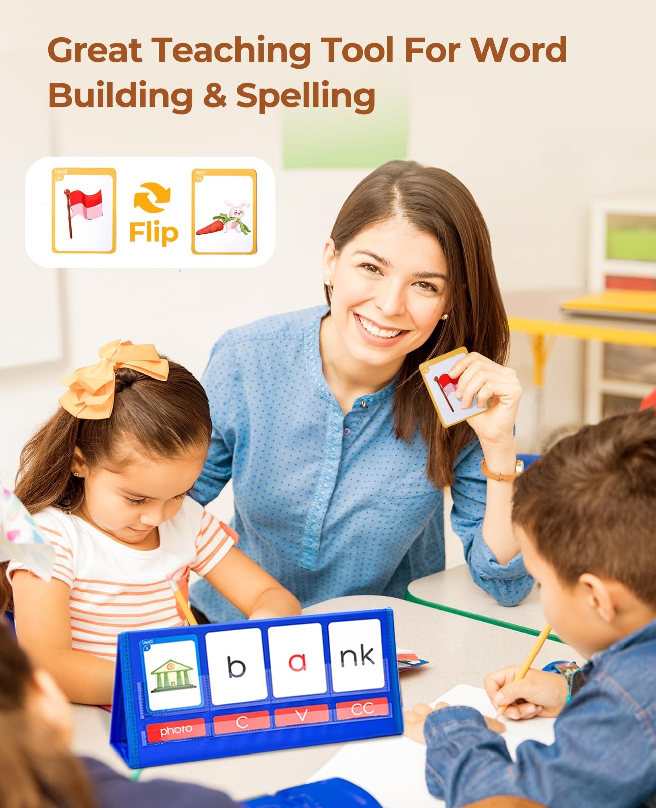 GAMENOTE blending action with image cards reinforce phonics in small groups