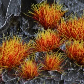 Gamers Grass Alien Fire Tuft 6mm spread on a diorama to create underwater colorful habitats.