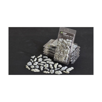 Gamers Grass Basing Bits Rocks demonstrate detailed rock clusters for realistic tabletop bases.