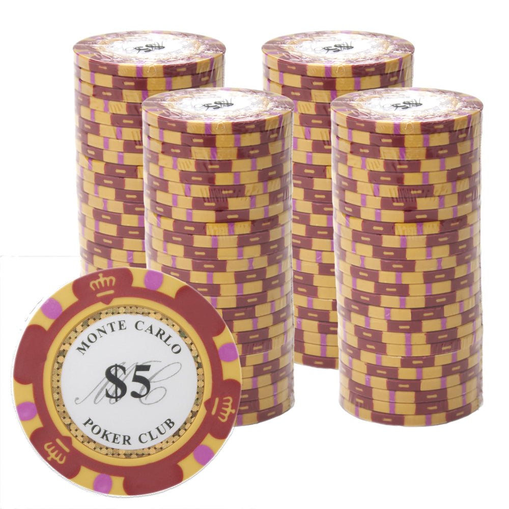 Gamers Lounge Monte Carlo 14g chips, side view, premium weight for authentic casino feel.