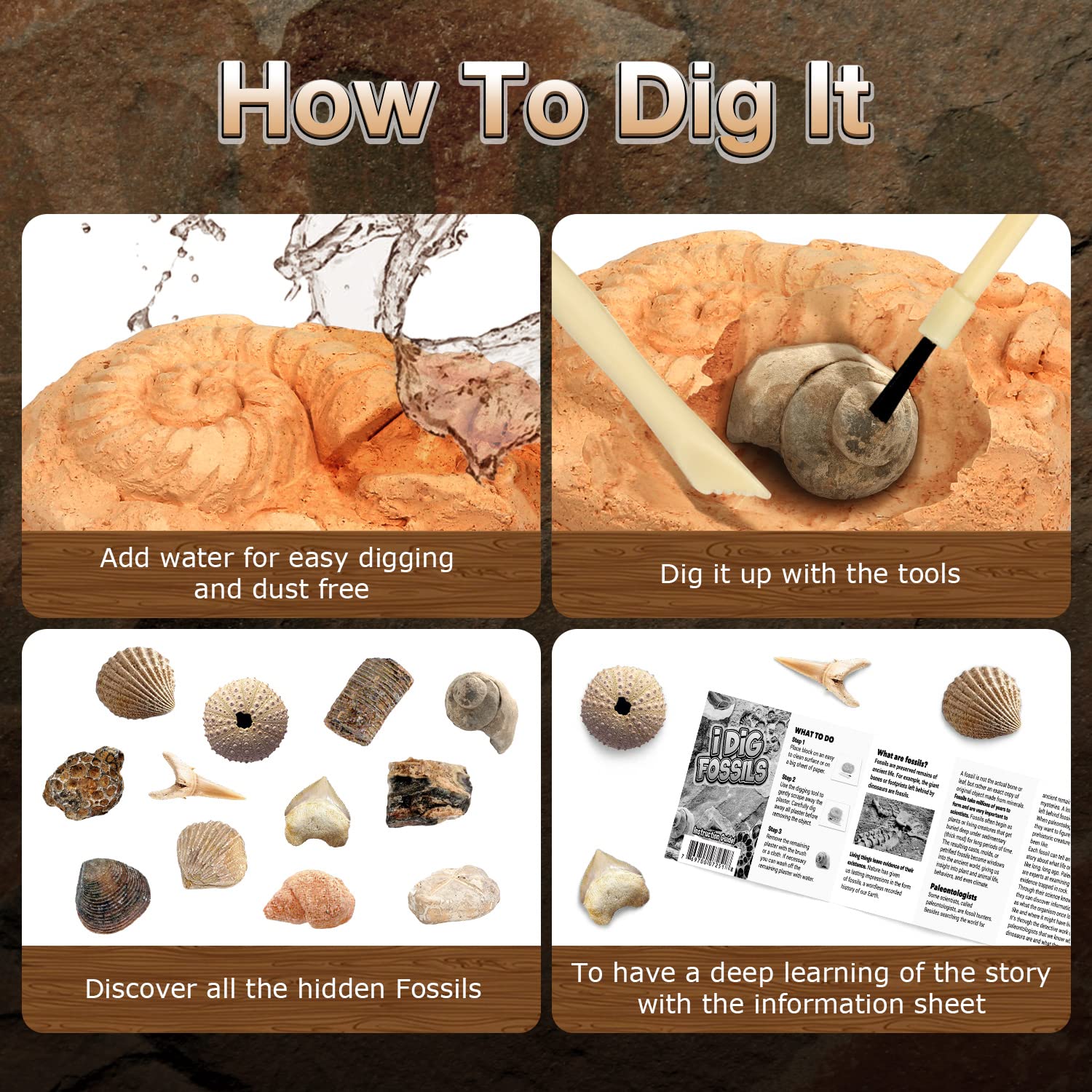 Gamerside Fossil Dig Kit designed for ages 6+ and group or solo play.