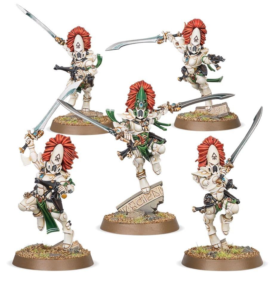 Games Workshop Aeldari Howling Banshees Exarch weapon options showcased.