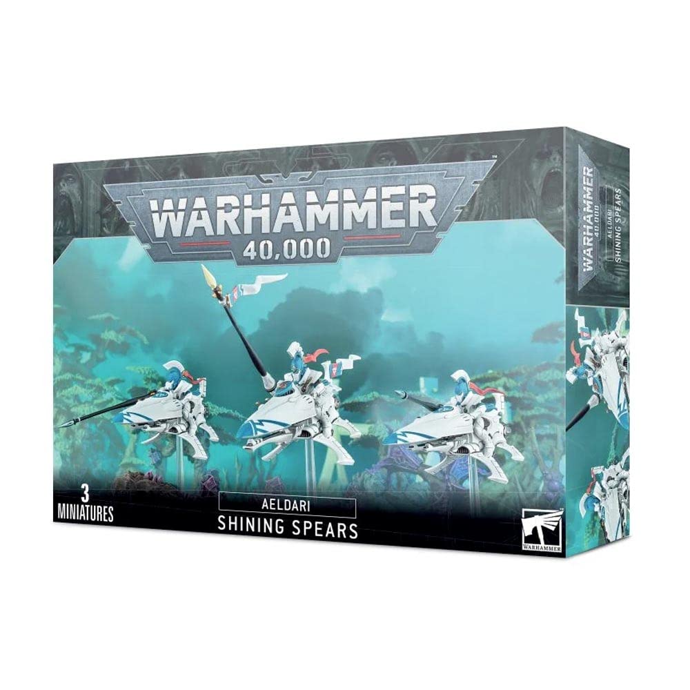 Games Workshop Aeldari Shining Spears miniature in a dynamic pose for tabletop battles.