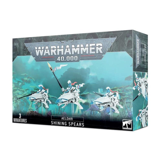 Games Workshop Aeldari Shining Spears miniature in a dynamic pose for tabletop battles.