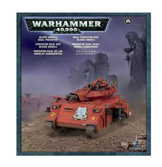 Games Workshop Blood Angels Baal Predator front view—armored silhouette for tabletop battles.