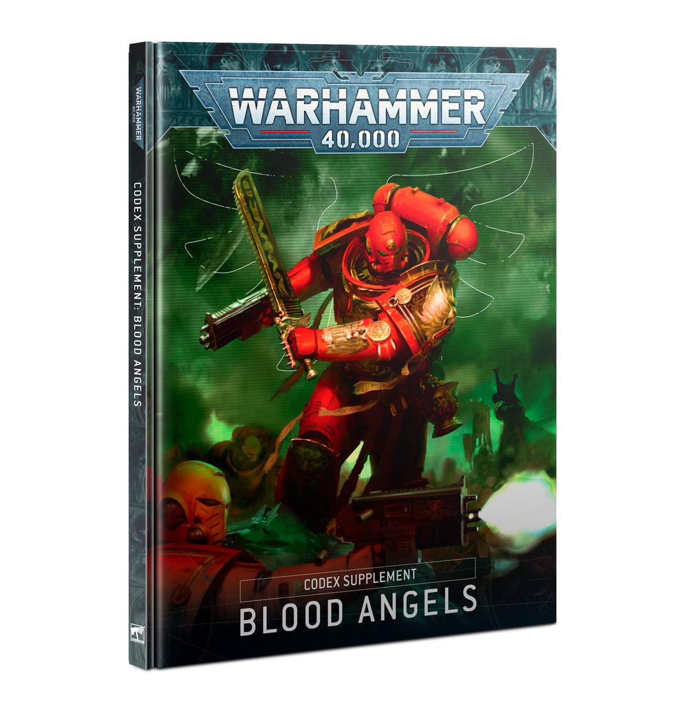 Games Workshop Blood Angels codex supplement cover showcasing 9th edition compatibility and tactical potential.