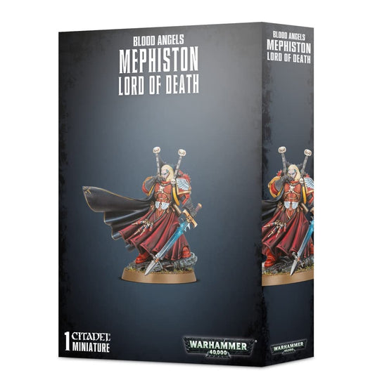 Games Workshop Blood Angels Mephiston Lord of Death miniature, front view for display and painting inspiration.