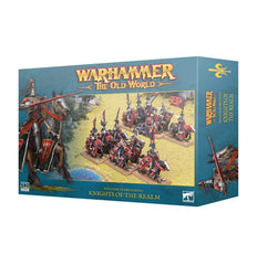 Games Workshop Bretonnia Knights of the Realm mounted, ideal for dramatic tabletop cavalry charges.