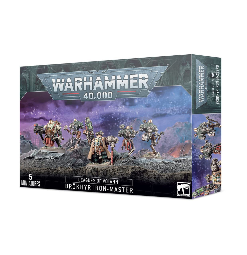 Games Workshop Brokhyr Iron-Master pose with graviton tools for tabletop battles
