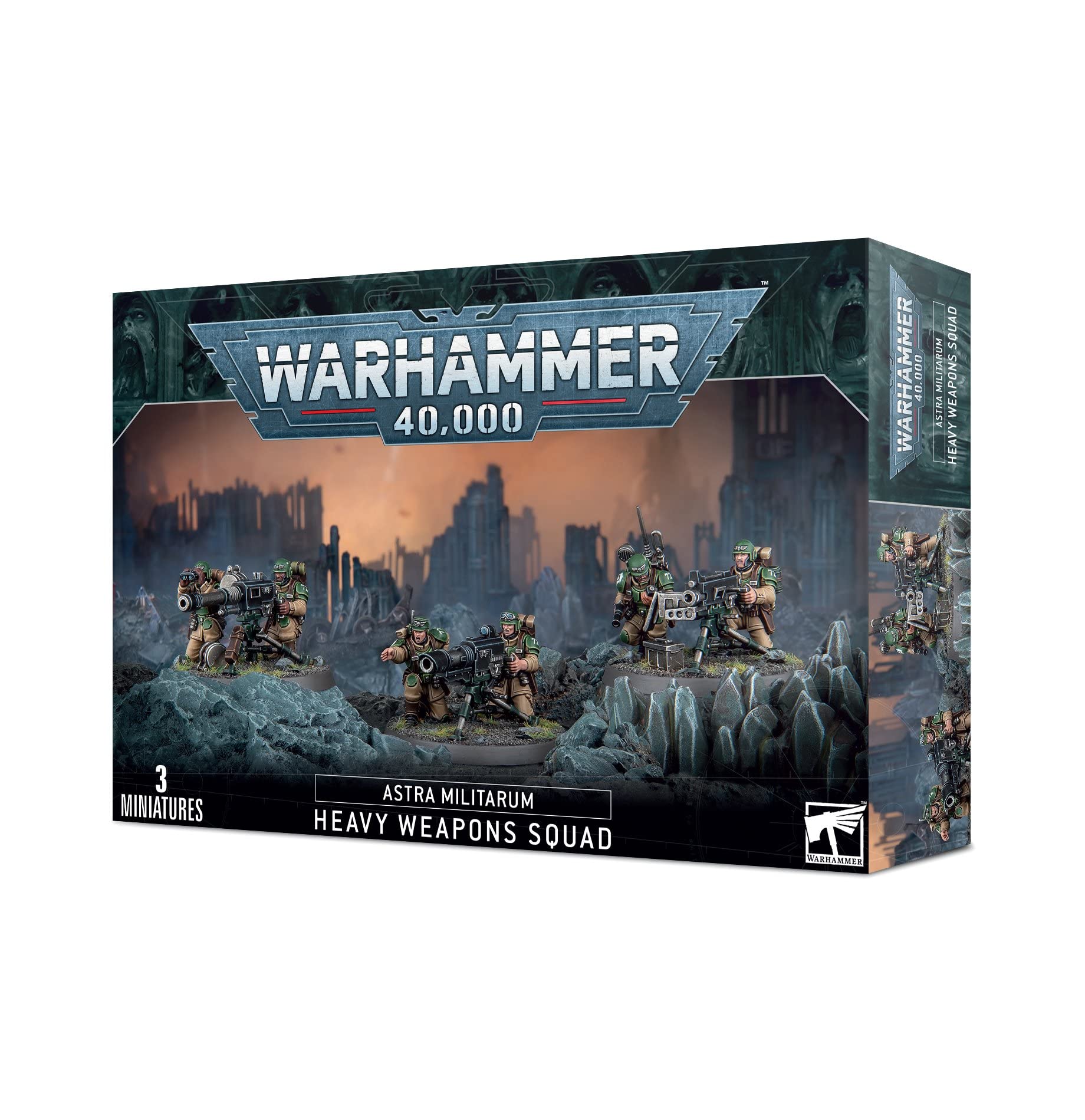 Games Workshop Cadian Heavy Weapons Squad box art enhances table-ready display and scene planning.