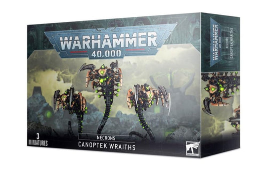 Games Workshop Canoptek Wraiths pose closeup showing scythe blades and detail for assembly.