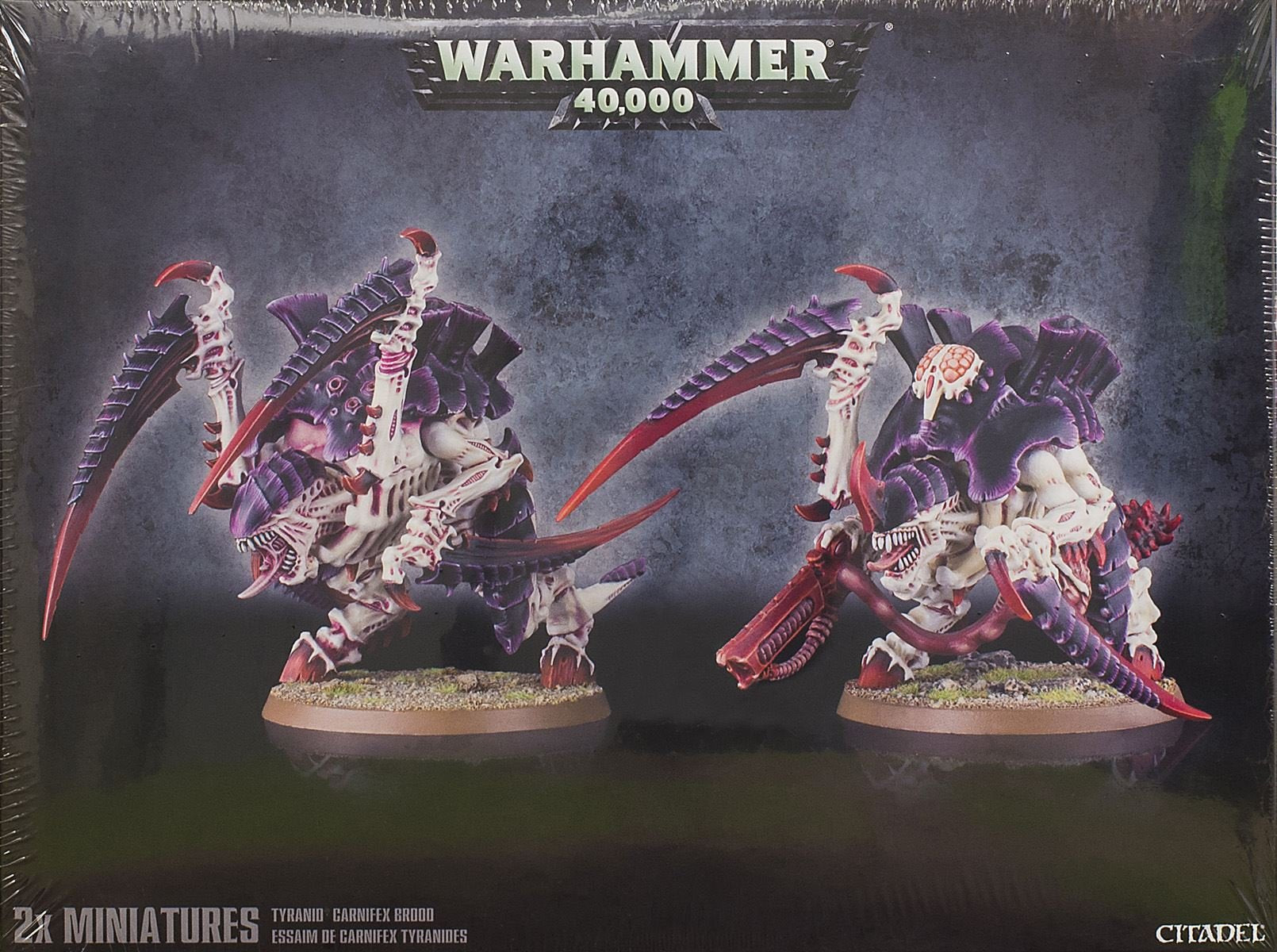 Games Workshop Carnifex Brood assembly poses showcase versatile pose options for tabletop games.