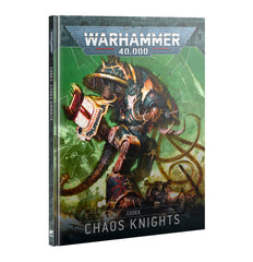 Games Workshop Chaos Knights Codex cover showing dramatic Knight imagery for Warhammer 40,000 battles.