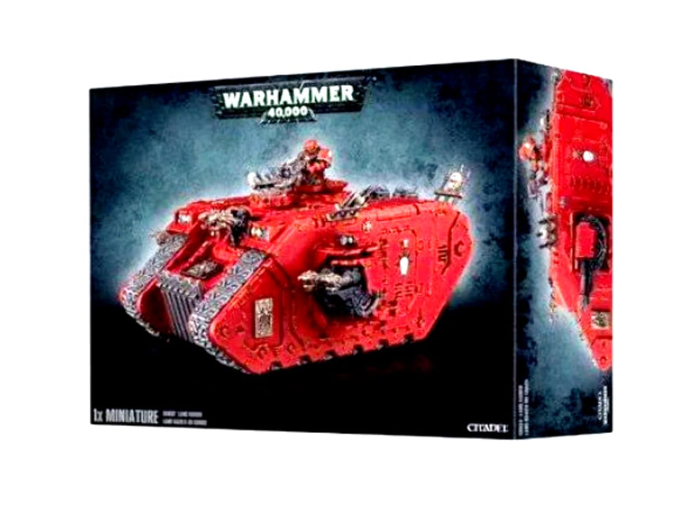 Games Workshop Chaos Land Raider 2014 front view highlights detailed chaos armor for tabletop battles