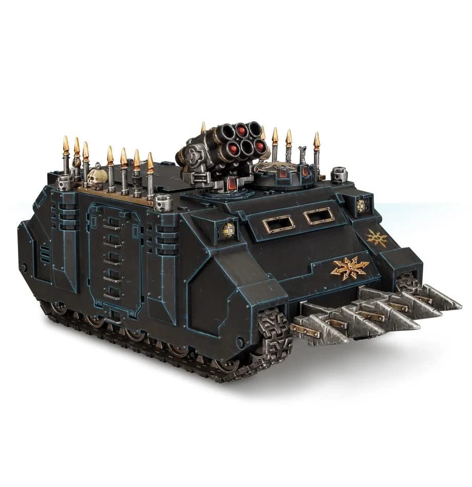 Games Workshop Chaos Rhino side-left view emphasizes spacious cargo area for quick deployment.
