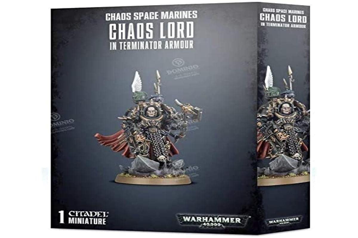 Games Workshop Chaos Lord in Terminator Armour figure, customizable for dynamic tabletop battles.