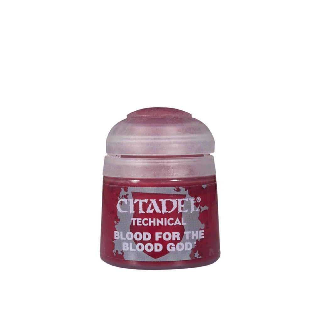 Games Workshop Citadel paint pot swatches show depth for blood god highlights on models.