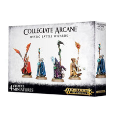 Games Workshop Collegiate Arcane Mystic Battle Wizards box set with four wizards for flexible army use.