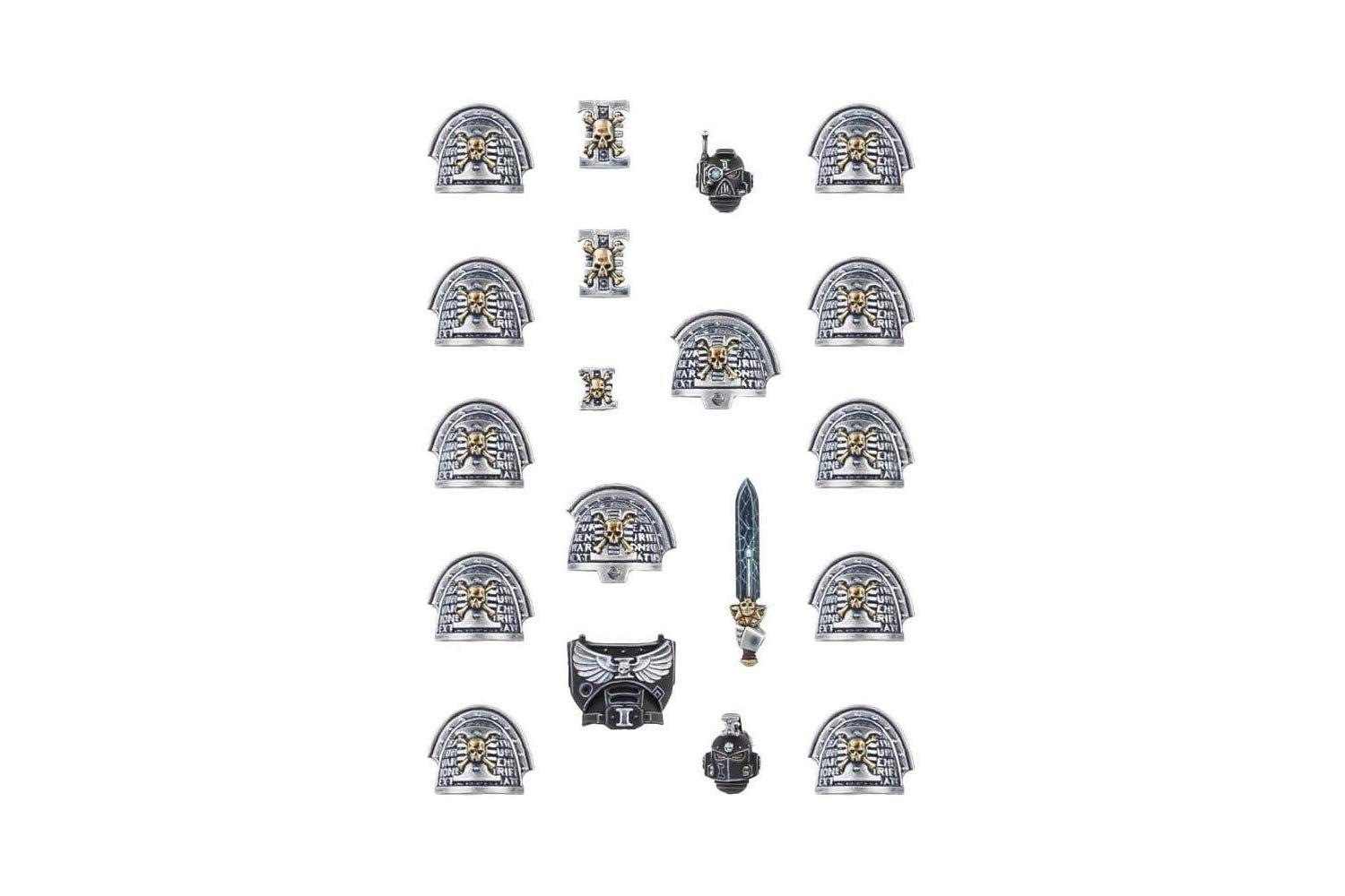 Games Workshop Deathwatch upgrades armor highlights rugged plating for durable-looking models.
