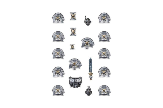 Games Workshop Deathwatch upgrades armor highlights rugged plating for durable-looking models.