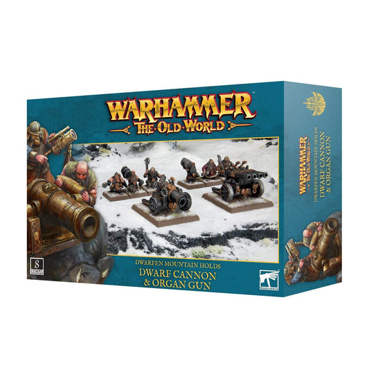 Games Workshop Dwarfen Mountain Holds Dwarf Cannon and Organ Gun ideal for epic, unpainted tabletop battles