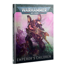 Games Workshop Emperor's Children codex cover image highlighting title and details.