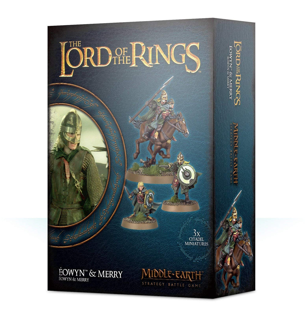 Games Workshop Eowyn & Merry miniature on foot and horseback, ideal for tabletop storytelling.
