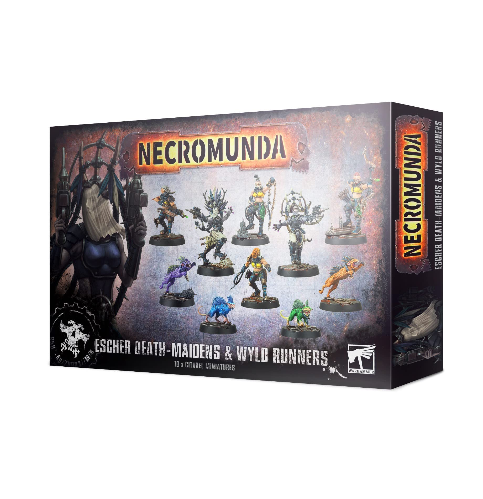 Games Workshop Escher Death Maidens and Wyld Runners minis for Necromunda tabletop battles.