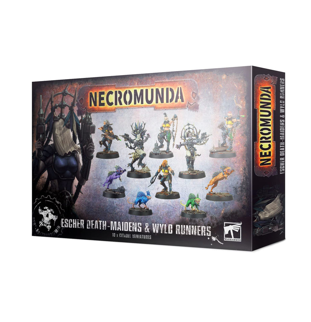 Games Workshop Escher Death Maidens and Wyld Runners minis for Necromunda tabletop battles.